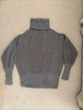 Free People Gray Ribbed Turtleneck Sweater